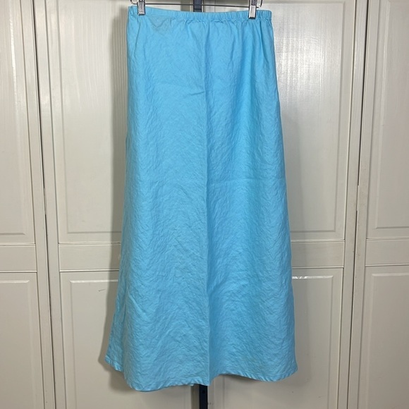 J.Peterman Company Women’s Linen Maxi Skirt 100% Linen Size Small Light Blue - Picture 4 of 8